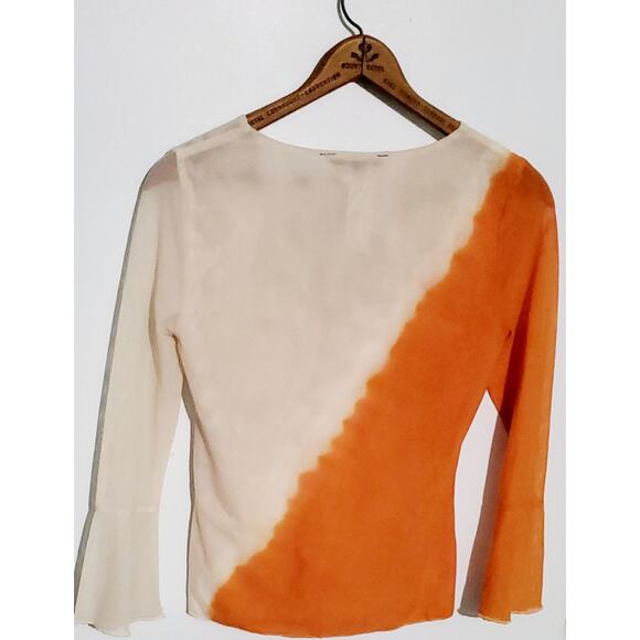Chaudry Womens Orange Cream Top Size Small festive Fall Top Hippie Boho Hippie - Picture 2 of 4